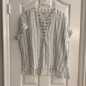 Striped White and Blue Women's Top